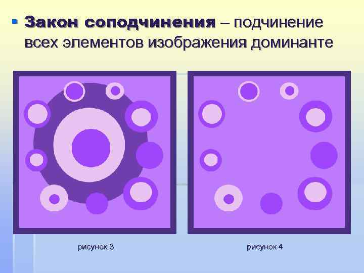 § Закон соподчинения – подчинение  всех элементов изображения доминанте  рисунок 3 