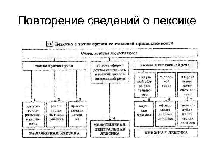 Повторение сведений о лексике 