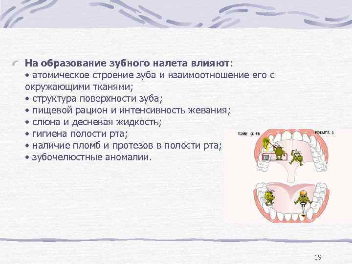 На образование зубного налета влияют:  • атомическое строение зуба и взаимоотношение его с