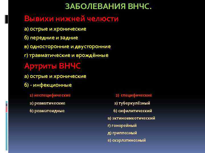    ЗАБОЛЕВАНИЯ ВНЧС. Вывихи нижней челюсти а) острые и хронические б) передние