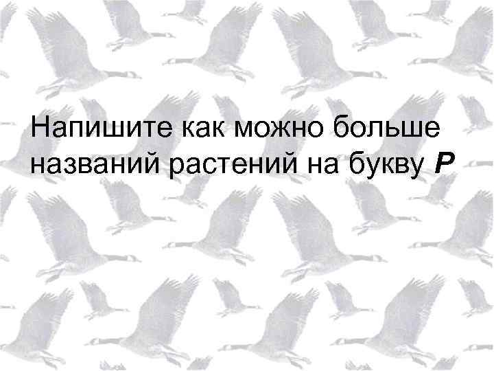 Напишите как можно больше названий растений на букву Р 
