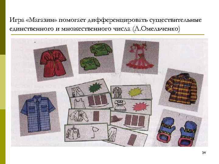 Игра «Магазин» помогает дифференцировать существительные единственного и множественного числа (Л. Омельченко) Игра «Магазин» помогает дифференцировать существительные единственного и множественного числа (Л. Омельченко)