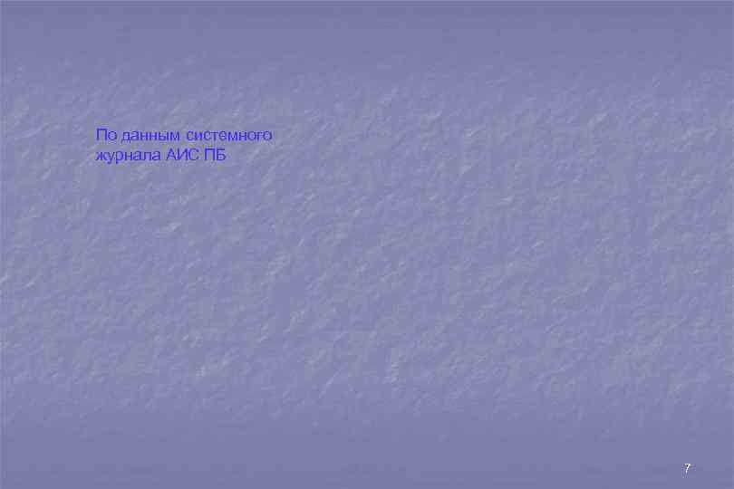 По данным системного журнала АИС ПБ      7 