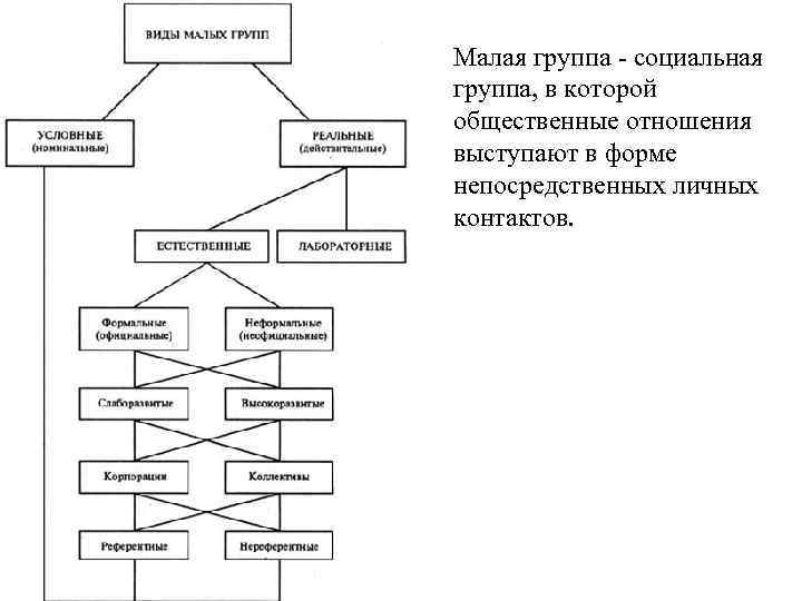 Малая группа - социальная группа, в которой общественные отношения выступают в форме непосредственных личных