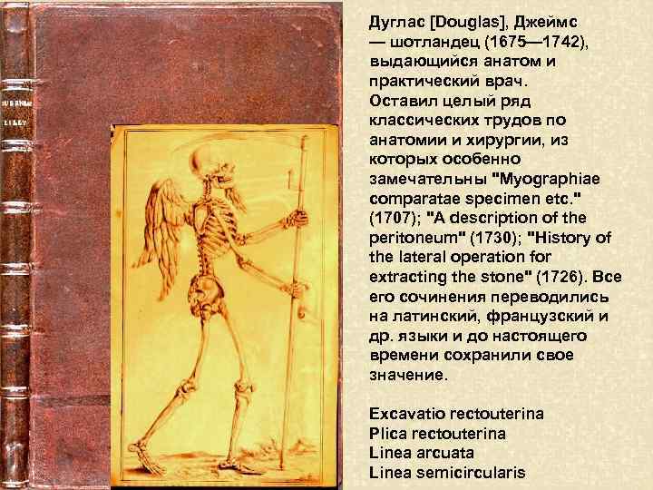 Дуглас [Douglas], Джеймс — шотландец (1675— 1742), выдающийся анатом и практический врач. Оставил целый