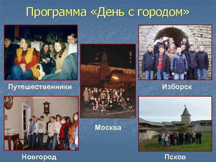 Программа «День с городом» Путешественники Изборск Москва Новгород Псков 