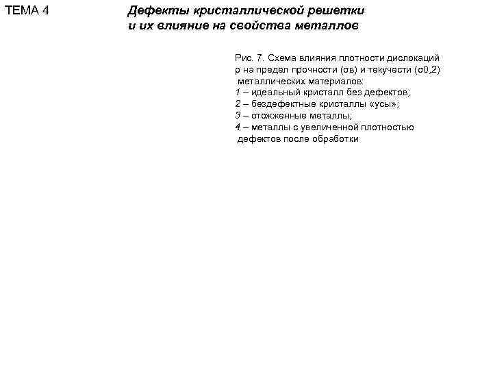 ТЕМА 4  Дефекты кристаллической решетки   и их влияние на свойства металлов