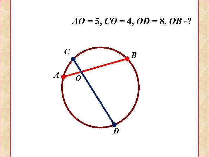   АО = 5, СО = 4, ОD = 8, ОВ -? 