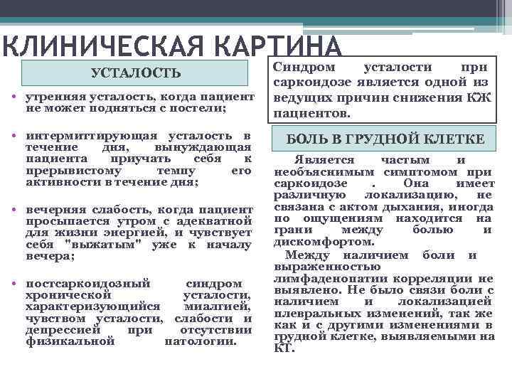 КЛИНИЧЕСКАЯ КАРТИНА    Синдром усталости  при    УСТАЛОСТЬ 