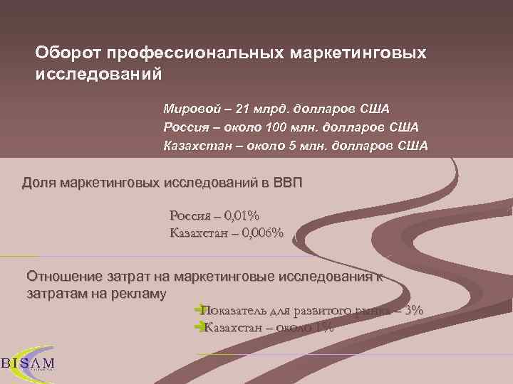  Оборот профессиональных маркетинговых исследований    Мировой – 21 млрд. долларов США
