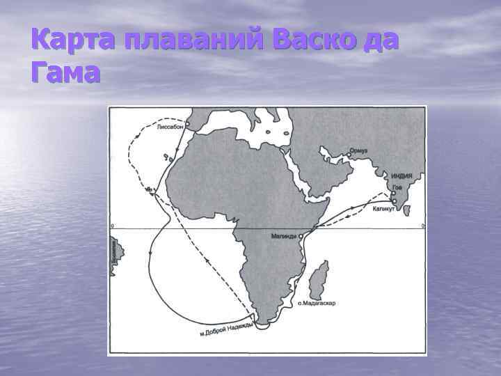 Карта плаваний Васко да Гама 