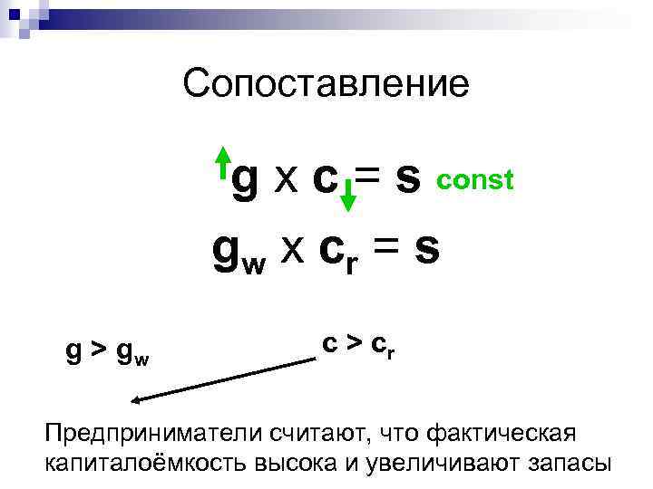 Сопоставление g x c = s const g w x cr = s g