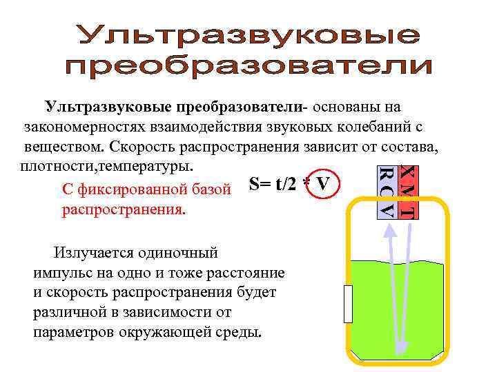   Ультразвуковые преобразователи- основаны на закономерностях взаимодействия звуковых колебаний с веществом. Скорость распространения