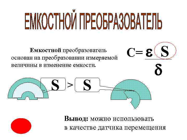  Емкостной преобразователь основан на преобразовании измеряемой    С= S  