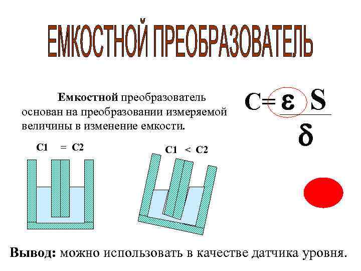   Емкостной преобразователь основан на преобразовании измеряемой      