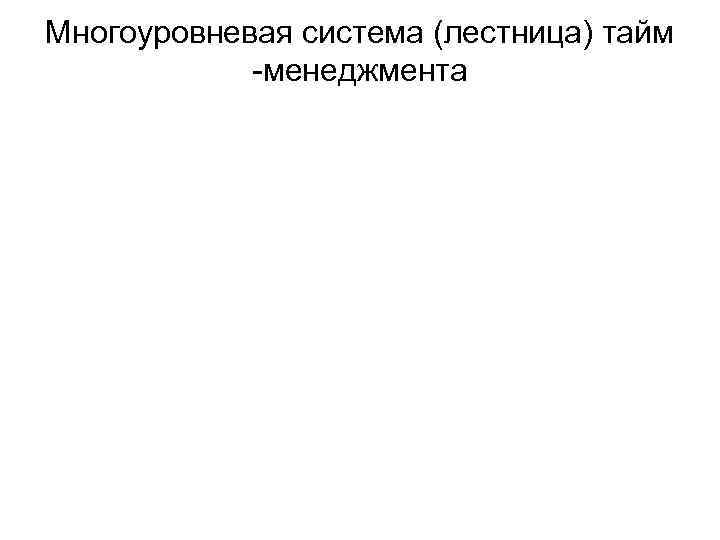 Многоуровневая система (лестница) тайм -менеджмента Многоуровневая система (лестница) тайм -менеджмента
