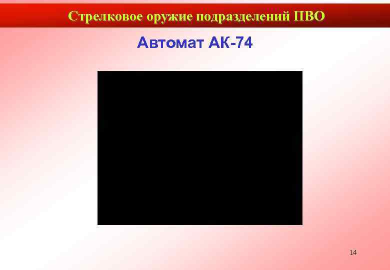 Стрелковое оружие подразделений ПВО   Автомат АК-74    14 