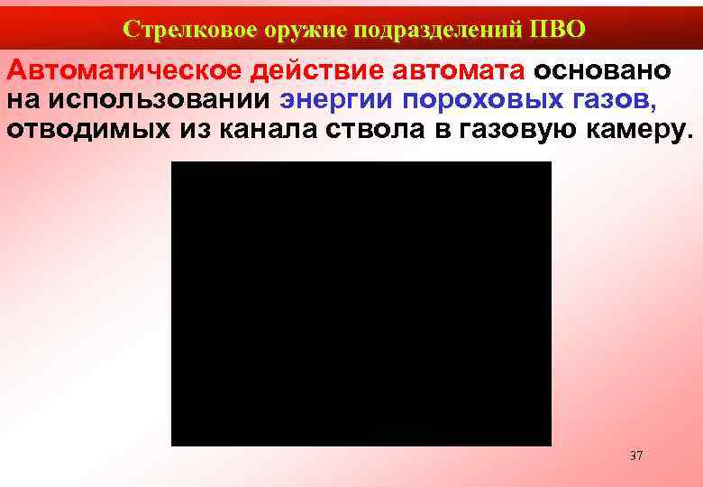   Стрелковое оружие подразделений ПВО Автоматическое действие автомата основано на использовании энергии пороховых