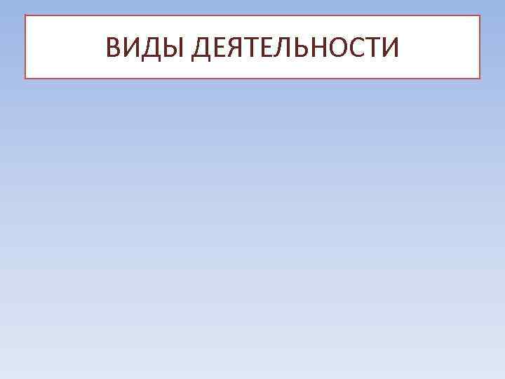 ВИДЫ ДЕЯТЕЛЬНОСТИ 
