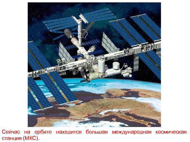 Сейчас на орбите находится большая международная космическая станция (МКС). 