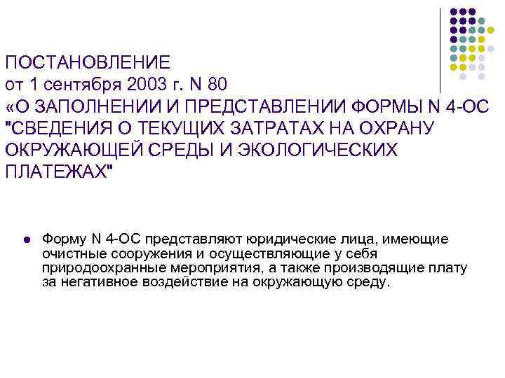 ПОСТАНОВЛЕНИЕ от 1 сентября 2003 г. N 80 «О ЗАПОЛНЕНИИ И ПРЕДСТАВЛЕНИИ ФОРМЫ N