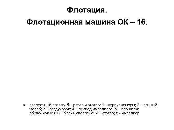     Флотация.  Флотационная машина ОК – 16. а – поперечный