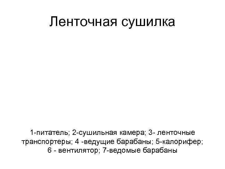   Ленточная сушилка  1 питатель; 2 сушильная камера; 3 ленточные транспортеры; 4