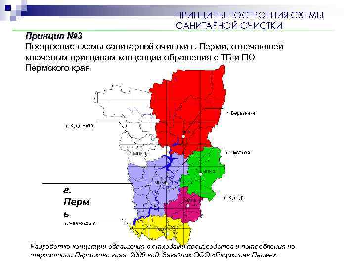 ПРИНЦИПЫ ПОСТРОЕНИЯ СХЕМЫ САНИТАРНОЙ ОЧИСТКИ Принцип № 3 Построение схемы санитарной очистки г. Перми,