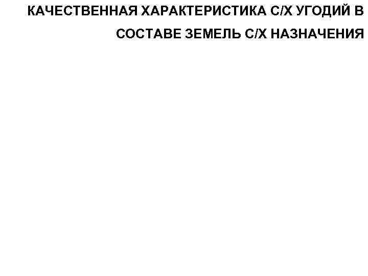 КАЧЕСТВЕННАЯ ХАРАКТЕРИСТИКА С/Х УГОДИЙ В  СОСТАВЕ ЗЕМЕЛЬ С/Х НАЗНАЧЕНИЯ 