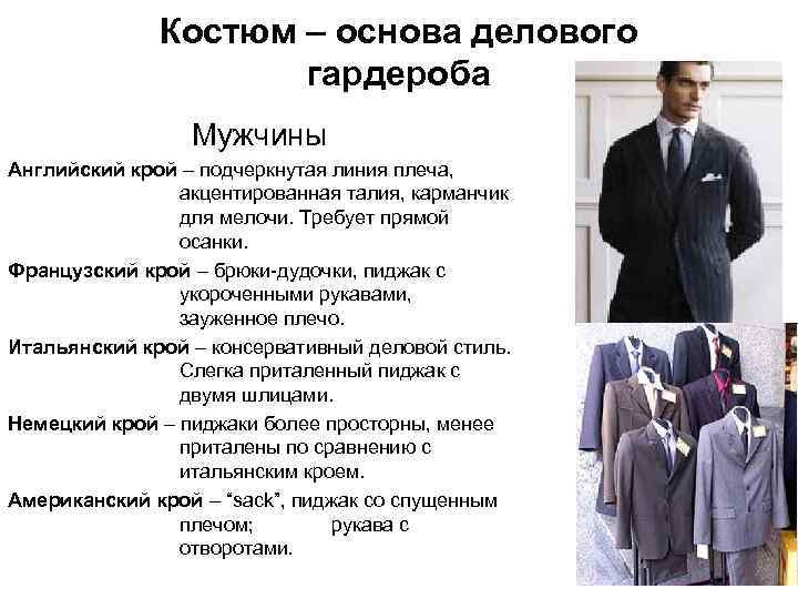    Костюм – основа делового     гардероба  