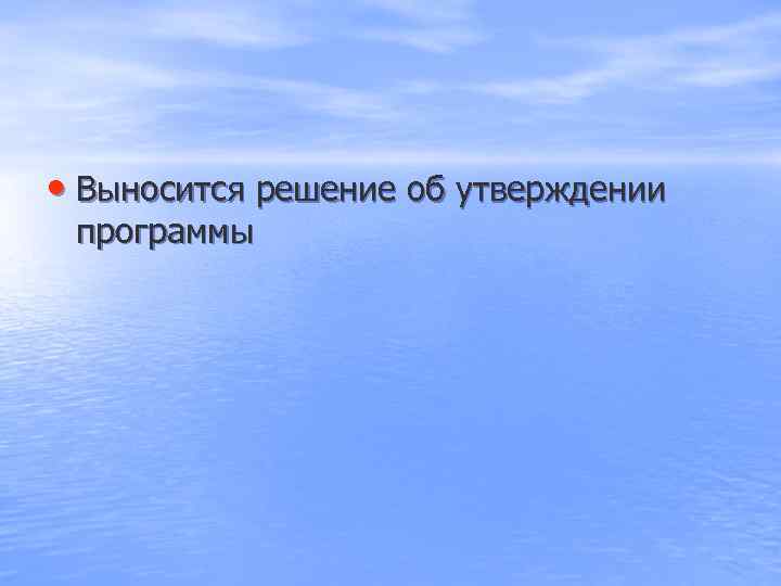 • Выносится решение об утверждении программы 