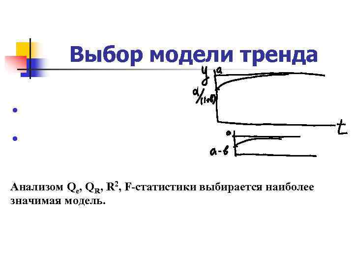 Выбор модели тренда Анализом Qe, QR, R 2, F-статистики Выбор модели тренда Анализом Qe, QR, R 2, F-статистики