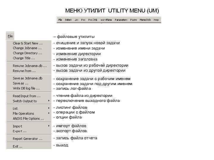 МЕНЮ УТИЛИТ UTILITY MENU (UM) – файловые утилиты - очищение и запуск МЕНЮ УТИЛИТ UTILITY MENU (UM) – файловые утилиты - очищение и запуск