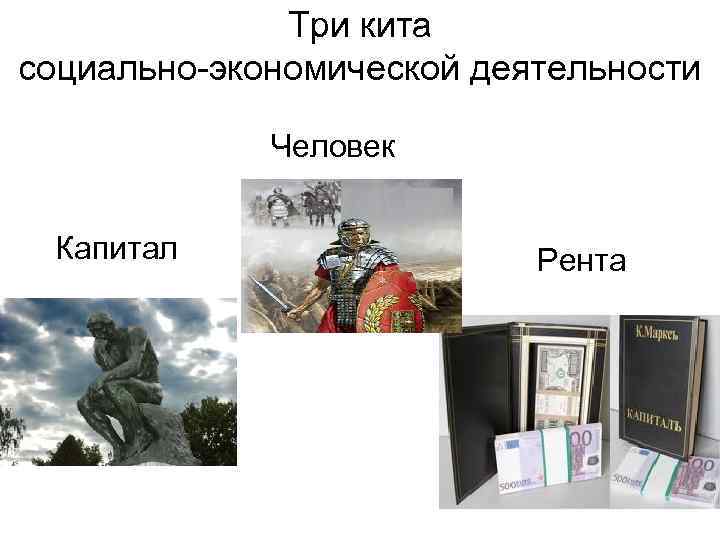   Три кита социально-экономической деятельности    Человек  Капитал 