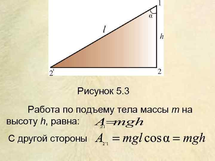    Рисунок 5. 3 Работа по подъему тела массы m на высоту