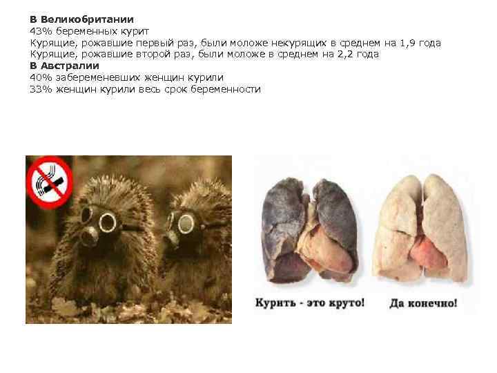 В Великобритании 43% беременных курит Курящие, рожавшие первый раз, были моложе некурящих в среднем