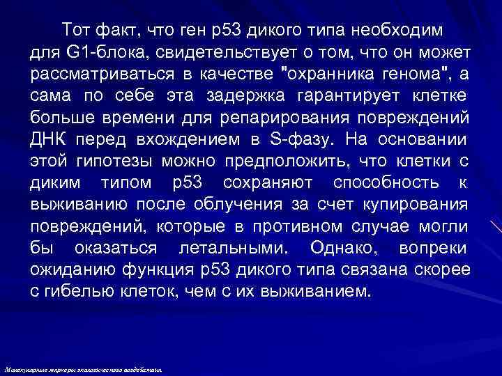   Тот факт, что ген p 53 дикого типа необходим  для G