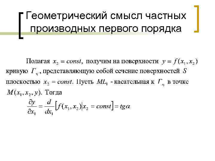 Геометрический смысл частных производных первого порядка 