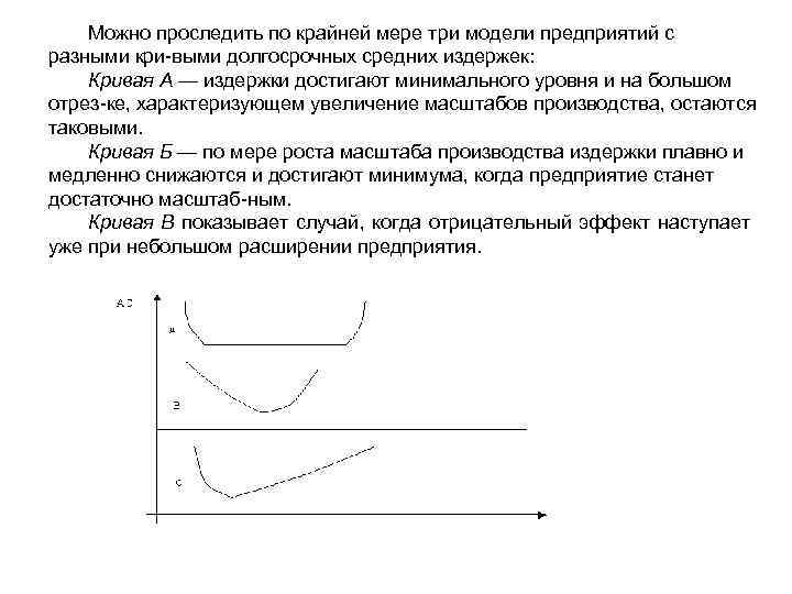 Можно проследить по крайней мере три модели предприятий с разными кри выми долгосрочных средних