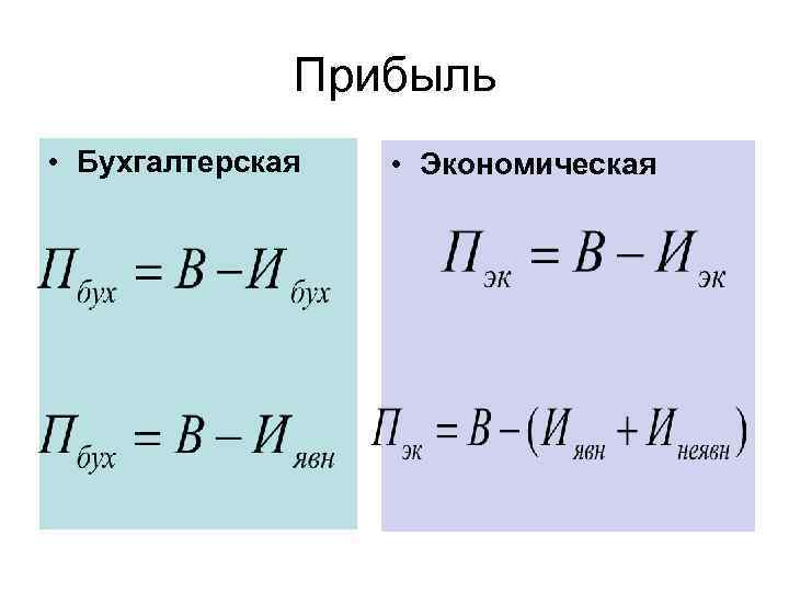 Прибыль • Бухгалтерская • Экономическая 