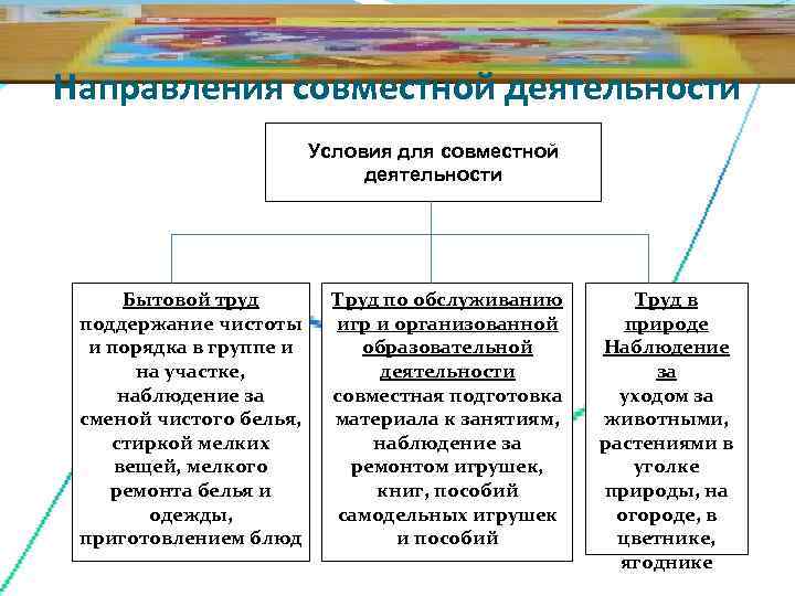 Направления совместной деятельности     Условия для совместной    