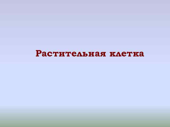 Растительная клетка Растительная клетка