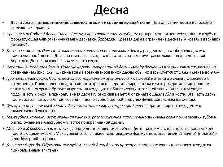 Десна • Десна состоит из кератинизированного эпителия и соединительной Десна • Десна состоит из кератинизированного эпителия и соединительной