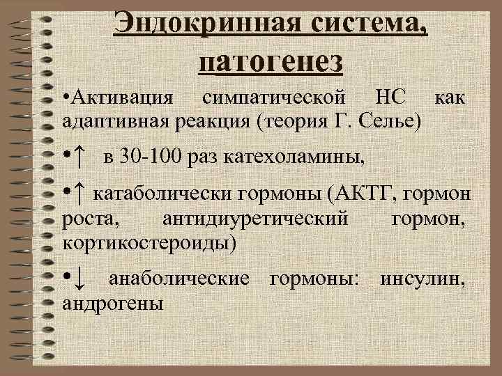 Эндокринная система, патогенез • Активация симпатической НС как адаптивная реакция (теория Эндокринная система, патогенез • Активация симпатической НС как адаптивная реакция (теория