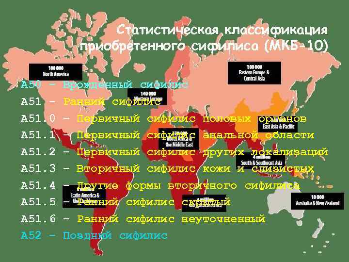     Статистическая классификация  приобретенного сифилиса (МКБ-10) А 50 – 