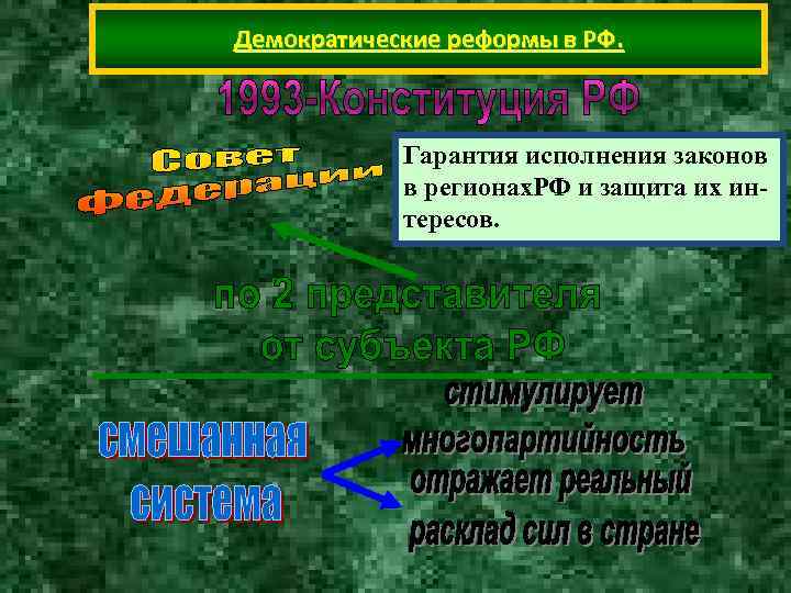 Демократические реформы в РФ. Гарантия исполнения законов в регионах. РФ Демократические реформы в РФ. Гарантия исполнения законов в регионах. РФ