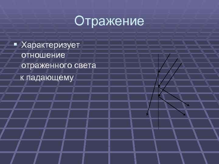    Отражение § Характеризует отношение отраженного света к падающему 