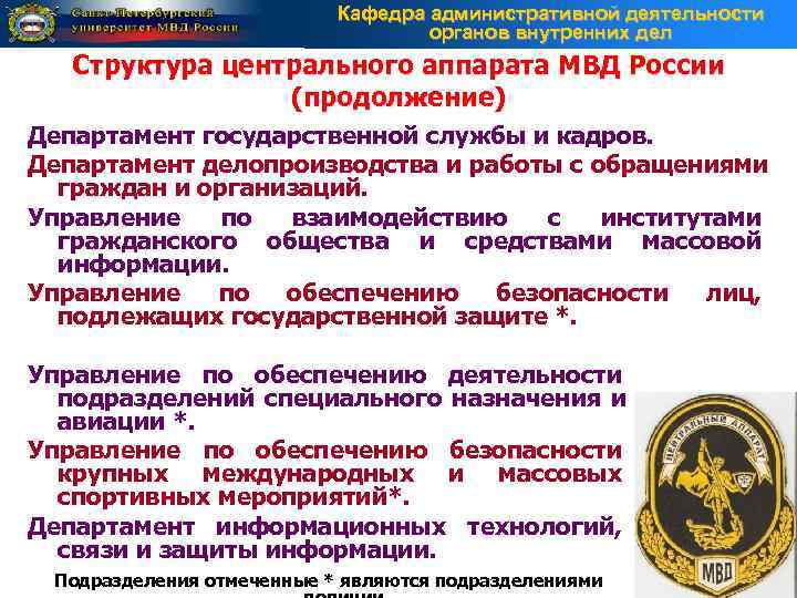       Кафедра административной деятельности     