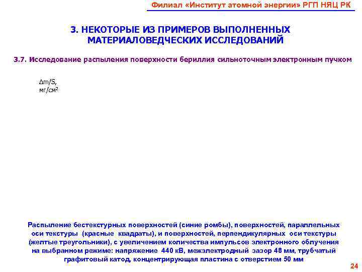        Филиал «Институт атомной энергии» РГП НЯЦ РК