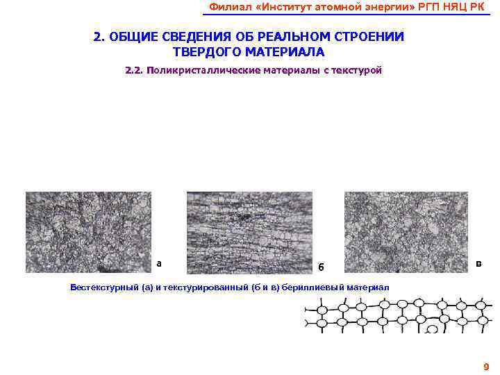       Филиал «Институт атомной энергии» РГП НЯЦ РК 2.